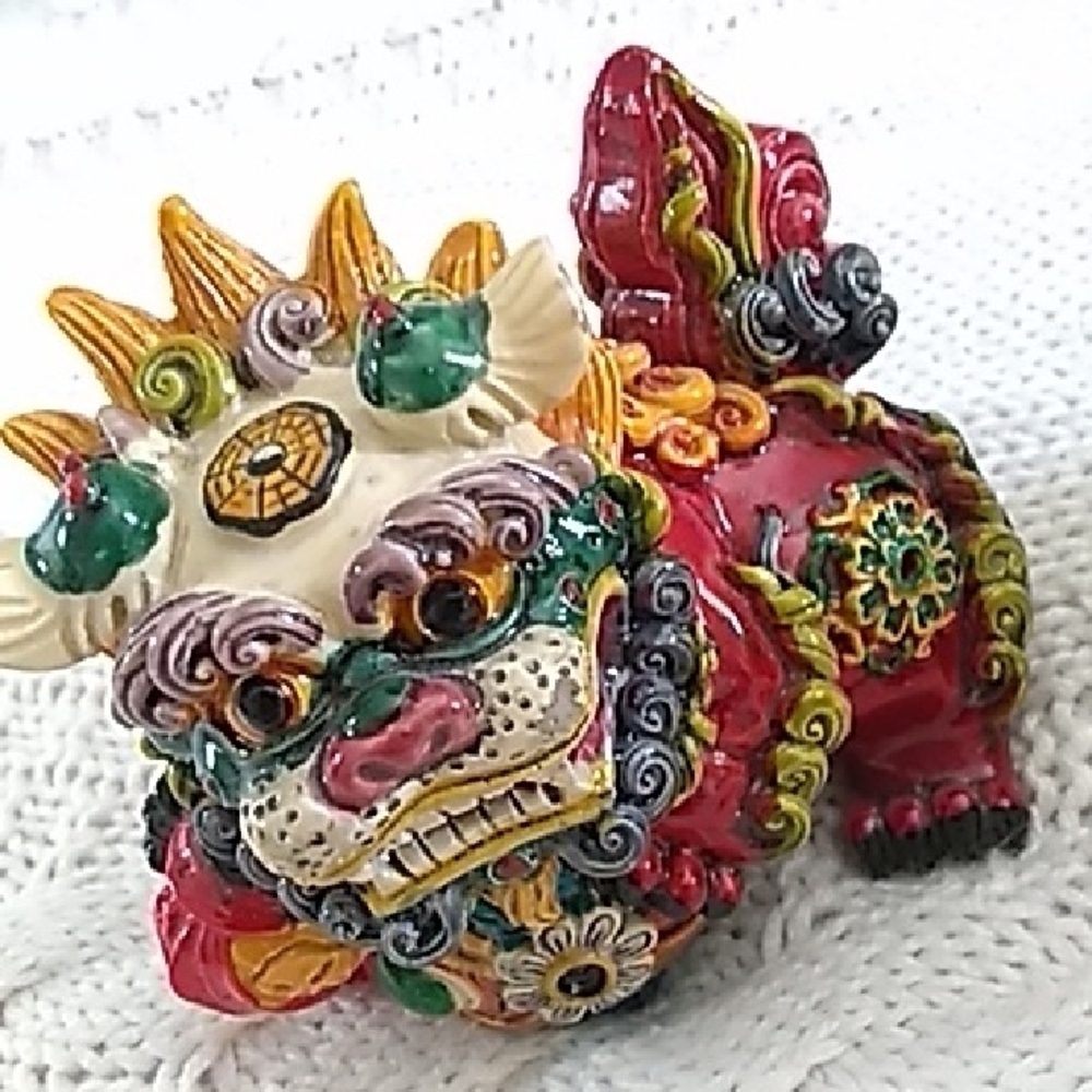 Colorful Foo Dog Statues - Picture 3 of 6